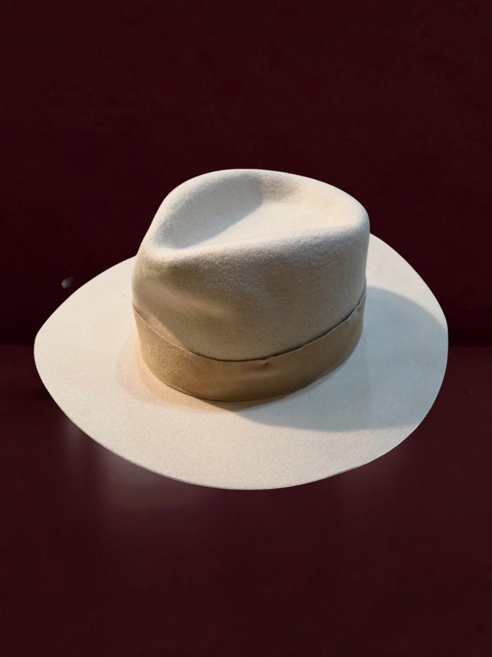 Wyeth Dylan Fedora Wool Felt Light Oatmeal Hat Size SM